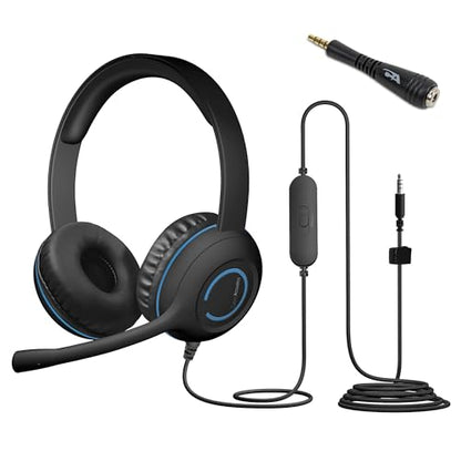 Cyber Acoustics 3.5mm Stereo Headset (AC-5002) – Durable, Crisp, and Clear Communication in Classrooms and at Home - (20 Pack with Adapter) - size: 20 pack with adapter
