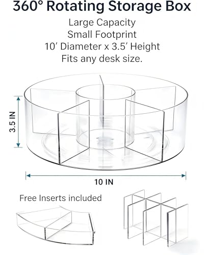 Desktop Rotating Pen Holder, 360° Rotating Acrylic Pen Stand with 6 Compartments, Transparent Marker Storage Box, Suitable for Schools, Offices, Classrooms, and Craft Rooms