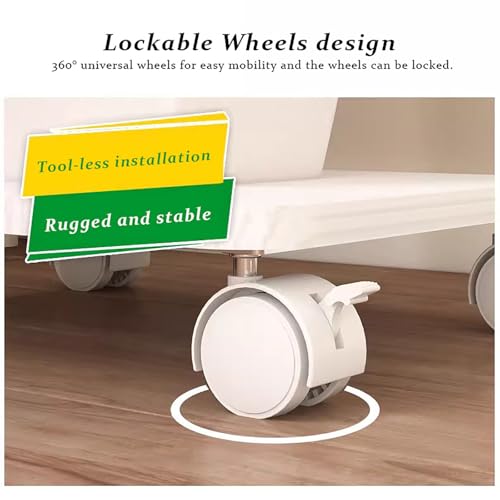 Home Mobile Under Desk Printer Stand,Wood Printer Shelf with Locking Casters,Rolling Printer Table cart for Small Spaces Office Home(15.7" W x 13.7" D x 2.3" H, White) - color: White, size: 15.7"W x 13.7"D x 2.3"H