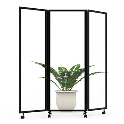 Stand Up Desk Store ReFocus Three-Panel Trifold Acrylic Room Divider Partition Privacy Screen (Clear Acrylic, 71" x 65") - color: Clear Acrylic