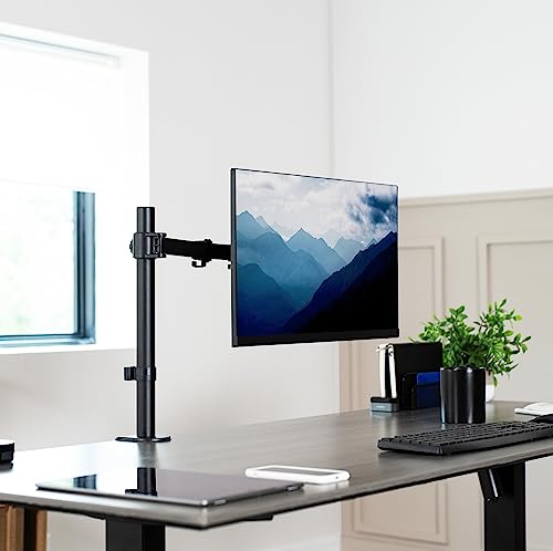 VIVO Single 13 to 38 inch Ultrawide Monitor Arm Desk Mount, Regular Screens up to 32 inches, 22 lbs capacity, Fully Adjustable Stand with C-Clamp and Grommet Base, Black, STAND-V001 - color: Black, size: 16" tall