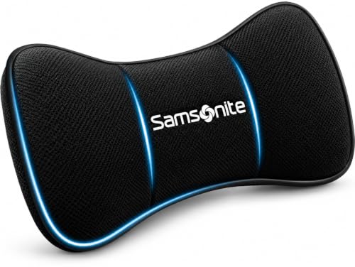 SAMSONITE Car Neck Pillow – Memory Foam Car Seat Headrest Cushion, Ergonomic Neck Support for Driving, Comfortable Head Rest for Long Trips, Travel Pillow for Cars & Office Chairs, Black - color: Car Neck Pillow / Natural Black