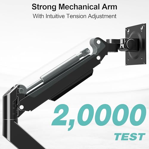 MOUNT PRO Heavy Duty Monitor Arm for 49 inch Ultrawide Screen up to 44 lbs, Single Desk Computer Mount Curved Monitor Stand for Samsung Odyssey G9, Adjustable Gas Spring VESA Mount 75x75 100x100 - size: Max 49", style: Single