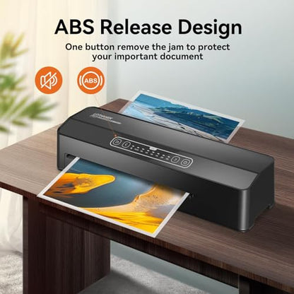A3 6-Roller Commercial Laminator Machine, LOTHANEK 3-10 Mil 13 inch Heavy Duty Thermal Laminating Machine, 60-Second Warm-up, 40 Inches/Minute, Touch Screen for Home, School Office (Glossy Black)