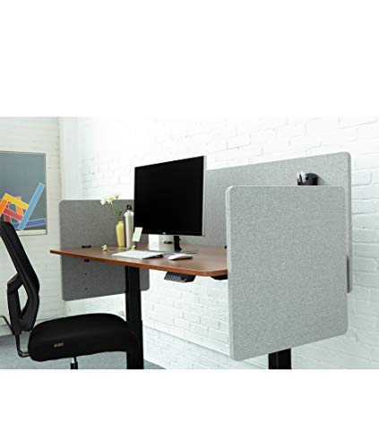 Stand Up Desk Store ReFocus Clamp-on Acoustic Desk Divider Privacy Panel that Reduces Noise and Visual Distractions (Cool Gray, 59" x 23.6", 23.6" x 23.6", & 23.6" x 23.6") - color: Cool Gray, size: 60" Set