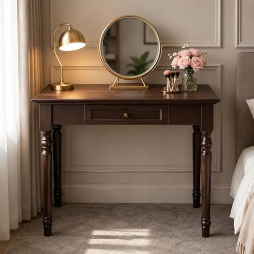 Walnut Writing Desks with Drawers, 35" French Country Style - color: Walnut, size: Standard-35 inches