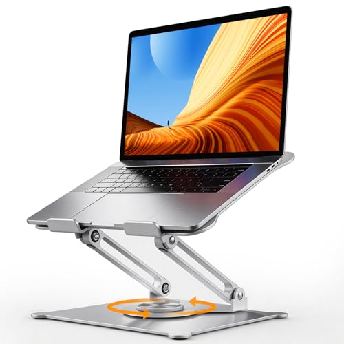 Urmust 360° Rotating Laptop Stand for Desk, 10-15.6“ Laptop Riser, Silver - color: F-Silver-360
