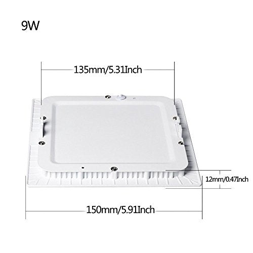 5 Pack 9W LED Panel Light, Square LED Recessed Downlight Panel Ceiling Lighting with LED Driver, AC85-265V, Hole Size 135MM(9W, Cool White) - color: Coolwhite, size: 9w