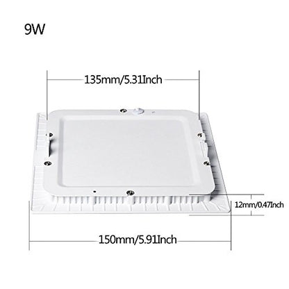 5 Pack 9W LED Panel Light, Square LED Recessed Downlight Panel Ceiling Lighting with LED Driver, AC85-265V, Hole Size 135MM(9W, Cool White) - color: Coolwhite, size: 9w