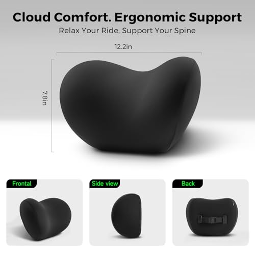 BEBAS Memory Foam Car Headrest Pillow - Breathable Neck Support Pillow for Driving, Universal Fit Cars/SUVs/Tesla/Toyota & Office Chair, Removable Cover (Black, Summer) - color: Black