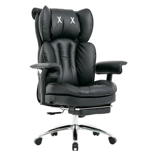 Big & Tall Office Chair, 400lbs Executive Chair with Footrest, Black - color: Black