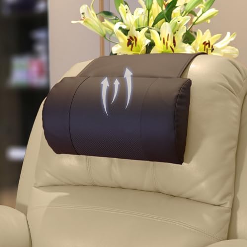 Breathable Perforated Leather Recliner Memory Foam Head Pillow - Non-Slip Base with Adjustable Neck Support in Chocolate, for Recliners, Sofas, and Loveseats, Ensuring Unmatched Relaxation - color: Chocolate