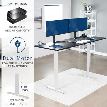 VIVO Black 83 x 30 in Standing Desk, DESK-KIT-2W8B - color: Black Top / White Frame, size: 83 x 30