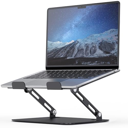 SOUNDANCE Laptop Stand for Desk with Stable Heavy Base, Adjustable Height Multi-Angle, Ergonomic Metal Riser Holder, Foldable Mount Elevator, Compatible with 10 to 15.6 Inches PC Computer, Black - color: A-Black