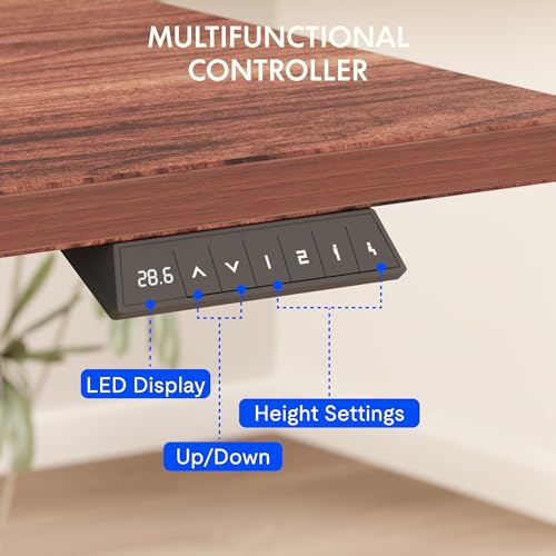 FLEXISPOT EN2 48"x30" Whole-Piece Standing Desk with Power Strip, Mahogany | Whole-Piece Desktop, Easy-Access Clamp Power Strip, Organized Cable Management, Modern Home Office Setup - color: Mahogany Top + White Frame, size: 48x30"