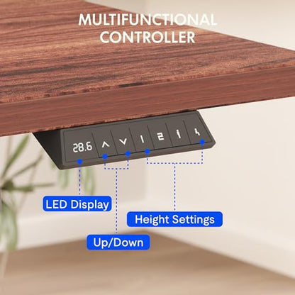 FLEXISPOT EN2 48"x30" Standing Desk with Power Strip Bundle, Mahogany | One-Piece Desktop, Easy-Access Clamp Power Strip Bundle, Organized Cable Management, Modern Home Office Setup - color: Black Frame + Mahogany Top, size: 48x30