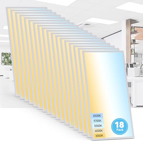 AIKVSXER 18 Pack 2x4 LED Flat Panel Light - Selectable 5 CCT 3000K-6500K & 5 Wattage 30-70W 7700Lm 0-10V Dimmable 2x4 led Drop Ceiling Lights 120-277V for Commercial and Home - size: 2x4-18p