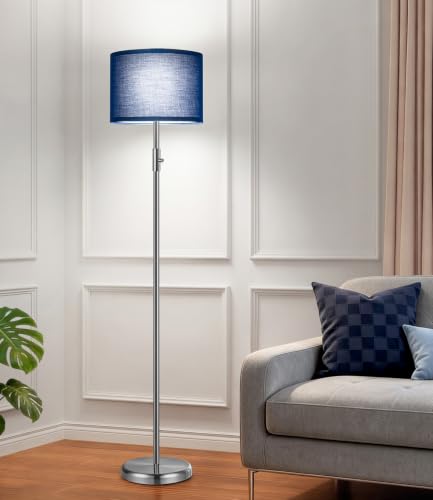 Floor Lamp Simple Design with Shade, Small Tall Lamps for Living Room Bedroom Office Dining Room Kitchen-Nickel - color: Nickel-Blue Shade