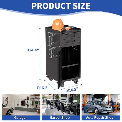 Narrow Rolling Tool Cabinet with Drawers, Lockable Garage Storage Cabinet with Wheels, Slim Metal Tool Chest Organizer for Workshop, Warehouse, Utility Room & Small Spaces