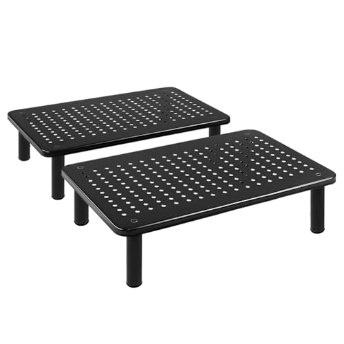 FURWOO 2 Pack Laptop Stand Desk Monitor Stand for Computer Printer Notebook 3 Height Adjustable Laptop Riser for Office Home School Black
