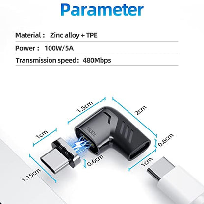 BoxWave Adapter Compatible with Logitech Spotlight Presentation Remote - MagnetoSnap PD Angle Adapter, Magnetic Charging Connector Device Saver - Metallic Silver