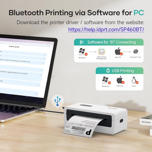 iDPRT Thermal Label Printer, Bluetooth 4x6 Shipping Label Printer, White - color: White-Mini