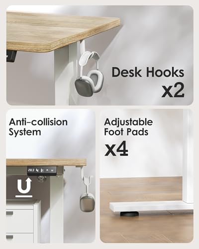 TIQLAB 48 X 24 Inch Height Adjustable Electric Standing Desk, Maple - color: Maple, size: 47*24 inch