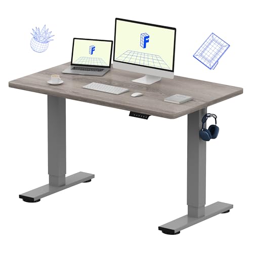 FLEXISPOT EN1 48"x30" One-Piece Electric Standing Desk, Grey Wood | 1" Thick Seamless Desktop, 176 LBS Capacity, Home Office Use, 4 Memory Presets, Multi-Monitor Setup, Easy Assembly - color: Grey Wood, size: 48x30