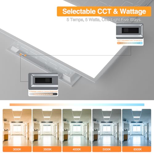2x4 LED Flat Panel Light,Selectable 5CCT,0-10V Dimmable,9360LM,2Pack - size: 2x4FT-2pack