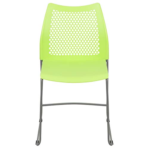 Flash Furniture Hercules Stack Chair with Air-Vent Back, Green | Sled Base, Powder Coated, 661 LBS. Weight Capacity - color: Green, size: Set of 1