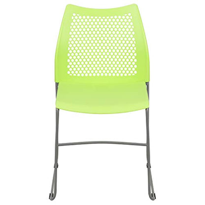 Flash Furniture Hercules Stack Chair with Air-Vent Back, Green | Sled Base, Powder Coated, 661 LBS. Weight Capacity - color: Green, size: Set of 1