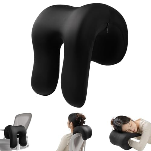 SheRest Office Chair Neck Pillow, Memory Foam Ergonomic Nap Pillow Office Chair Headrest Accessory, Neck Support Pillow Ideal for Office and Gaming, Black - color: Black