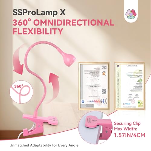 SAVILAND Gooseneck U V Light for Nails Flash Cure Gel Lamp with Desk Clip | 10s fast curing, LED UV dual light, Salon grade, Manicure use, Gel nail polish & nail tips curing tool, Pink - color: Pink