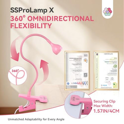 SAVILAND Gooseneck U V Light for Nails Flash Cure Gel Lamp with Desk Clip | 10s fast curing, LED UV dual light, Salon grade, Manicure use, Gel nail polish & nail tips curing tool, Pink - color: Pink