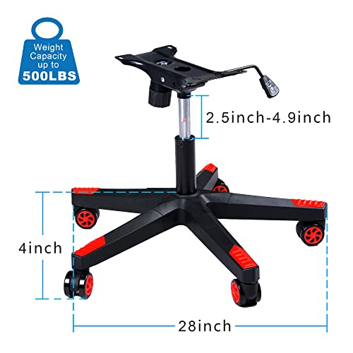 Frassie 28" Gaming Chair Base Replacement Set with Plate, Cylinder, Wheels | Heavy Duty Nylon Gamer Chair Base Replace Kit with 5 Casters Red - color: Red