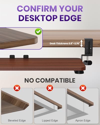 Ergonomic Mouse & Keyboard Tray Under Desk, 20x11.8In Board, Walnut - color: Walnut, size: Small