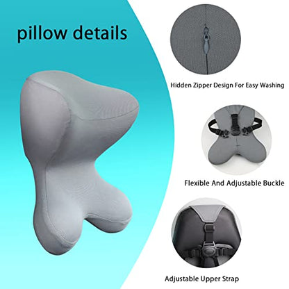 Car Neck Pillow for Driving Seat headrest Pillow/Gaming Chair Pillow with Adjustable Strap Removable Cover Ergonomic Design Neck Support Pillow for Car, Office Chair, Gaming Chair (Grey) - color: Neck Grey