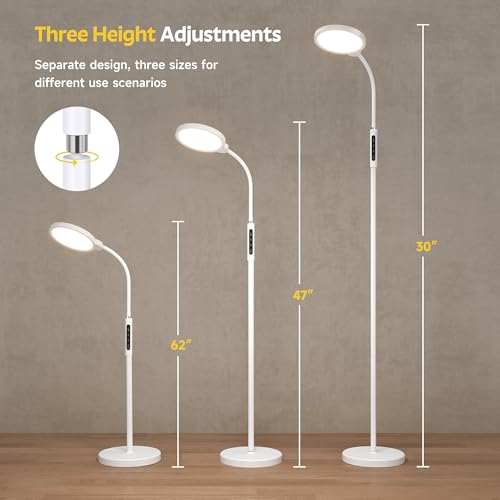 Happy Light Therapy Lamp,11000 Lux Sun Light Lamp with Touch Remote Control | Full Spectrum Light,5 Color Temperatures & 10 Brightness，1H Timer， Light Therapy for Home/Office Use - color: White