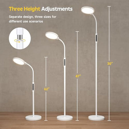 Happy Light Therapy Lamp,11000 Lux Sun Light Lamp with Touch Remote Control | Full Spectrum Light,5 Color Temperatures & 10 Brightness，1H Timer， Light Therapy for Home/Office Use - color: White