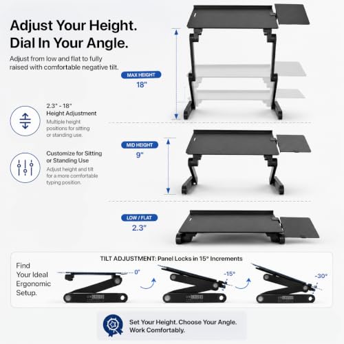 Uncaged Ergonomics WorkEZ Adjustable Keyboard Stand, Riser and Tray, Black - color: Black