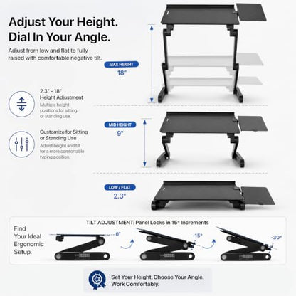 Uncaged Ergonomics WorkEZ Adjustable Keyboard Stand, Riser and Tray, Black - color: Black