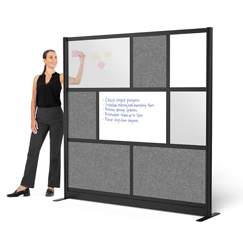 Workflow Modular Wall | Room Divider with Whiteboard, Sound-Dampening, & Frosted Acrylic Panels | Expandable Office Partition for Privacy & Productivity (70" x 70") - size: 70'' x 70''