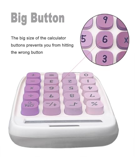 Lofree Calculator, Clicky Calculator(White and Purple) | Large LCD Display 8 Digit Tilt Screen and Big Button for Teachers Students Basic Office - color: White and Purple