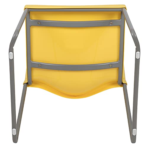 Flash Furniture HERCULES Series 5 Pack 880 lb. Capacity Yellow Full Back Contoured Stack Chair with Gray Powder Coated Sled Base | Sled Base, Powder Coated, Contoured, 880 LBS. Weight Capacity - color: Yellow, size: Set of 5