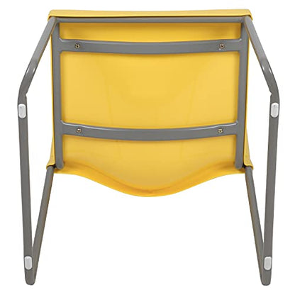 Flash Furniture HERCULES Series 5 Pack 880 lb. Capacity Yellow Full Back Contoured Stack Chair with Gray Powder Coated Sled Base | Sled Base, Powder Coated, Contoured, 880 LBS. Weight Capacity - color: Yellow, size: Set of 5