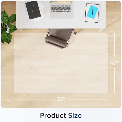 Office Chair Mat for Hardwood Floor - 46 x 72'', Transparent Computer Desk Chair Mat Easy Glide Floor Protector Mat for Rolling Chairs Office & Home - color: Clear, size: 46'' x 72'' Rectangle