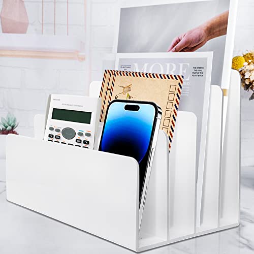 4 Section White Acrylic Desk Organizer and Accessories, Sturdy & Thick Acrylic File Folder Holder Sorter, Office Supplies for Mail, Letters, Paper, Electronics - size: 1PCS
