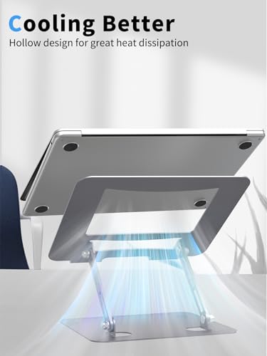 SOUNDANCE Laptop Stand for Desk with Stable Heavy Base, Adjustable Height Multi-Angle, Ergonomic Metal Riser Holder, Foldable Mount Elevator, Compatible with 10 to 15.6 Inches PC Computer, Grey - color: C-Grey