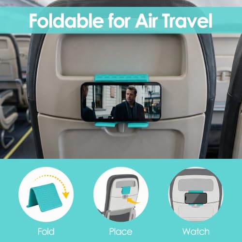Flexible Silicone Aluminum Phone Holder Tablet Stand with Charging Port Design, Foldable Airplane Laptop/Phone Stand for Home Office Travel (Tiffany - with Suction) - color: Tiffany - with Suction