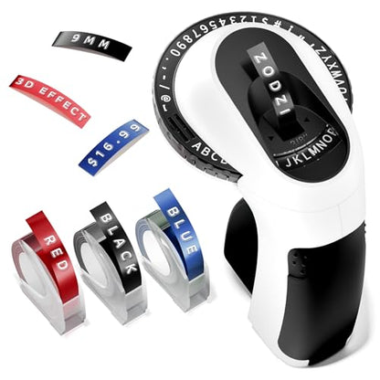 Zodzi Label Maker,Embossing Label Maker,Manual Embossed Label Maker Machine - color: Black